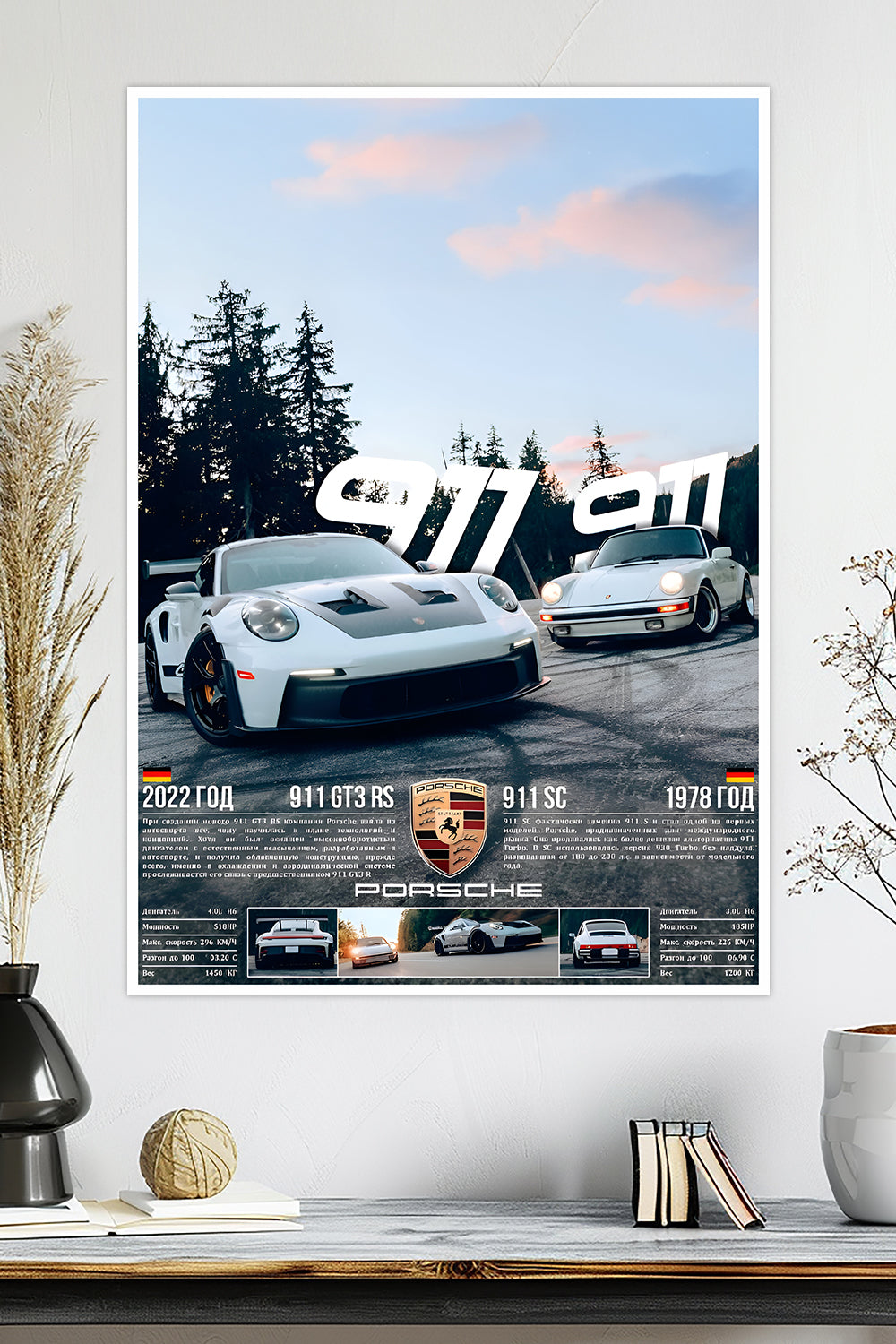 Porsche 911 Generations | GT3 RS & 911 SC | Car Poster