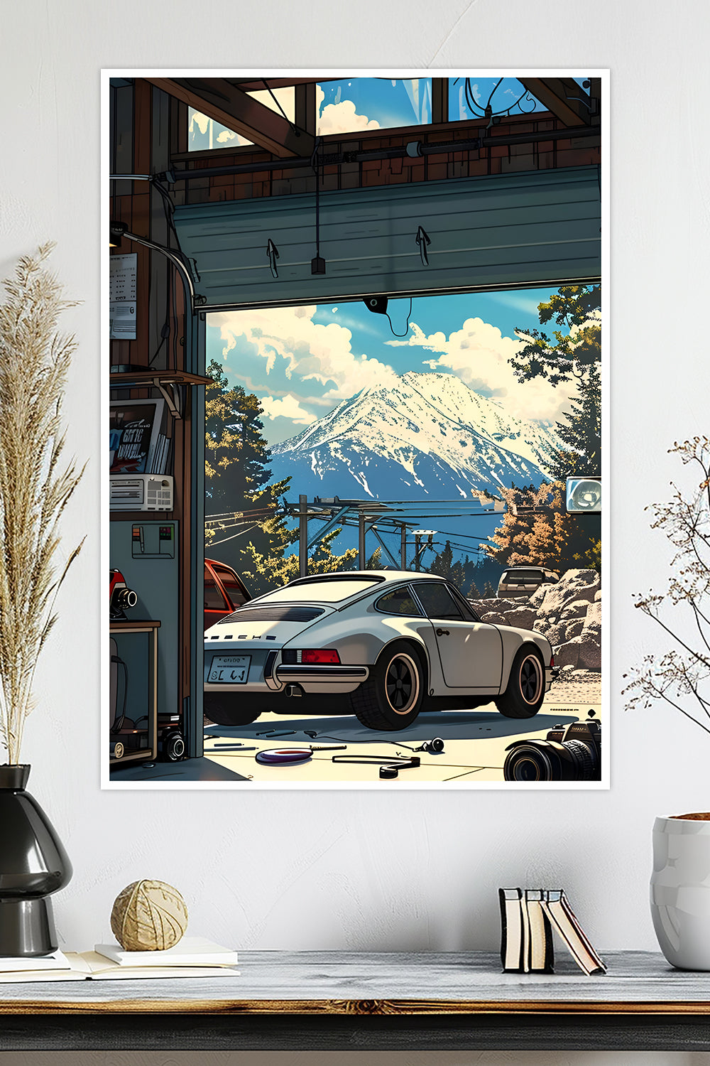 Porsche 911 in Garage | Mountain View | Car Poster