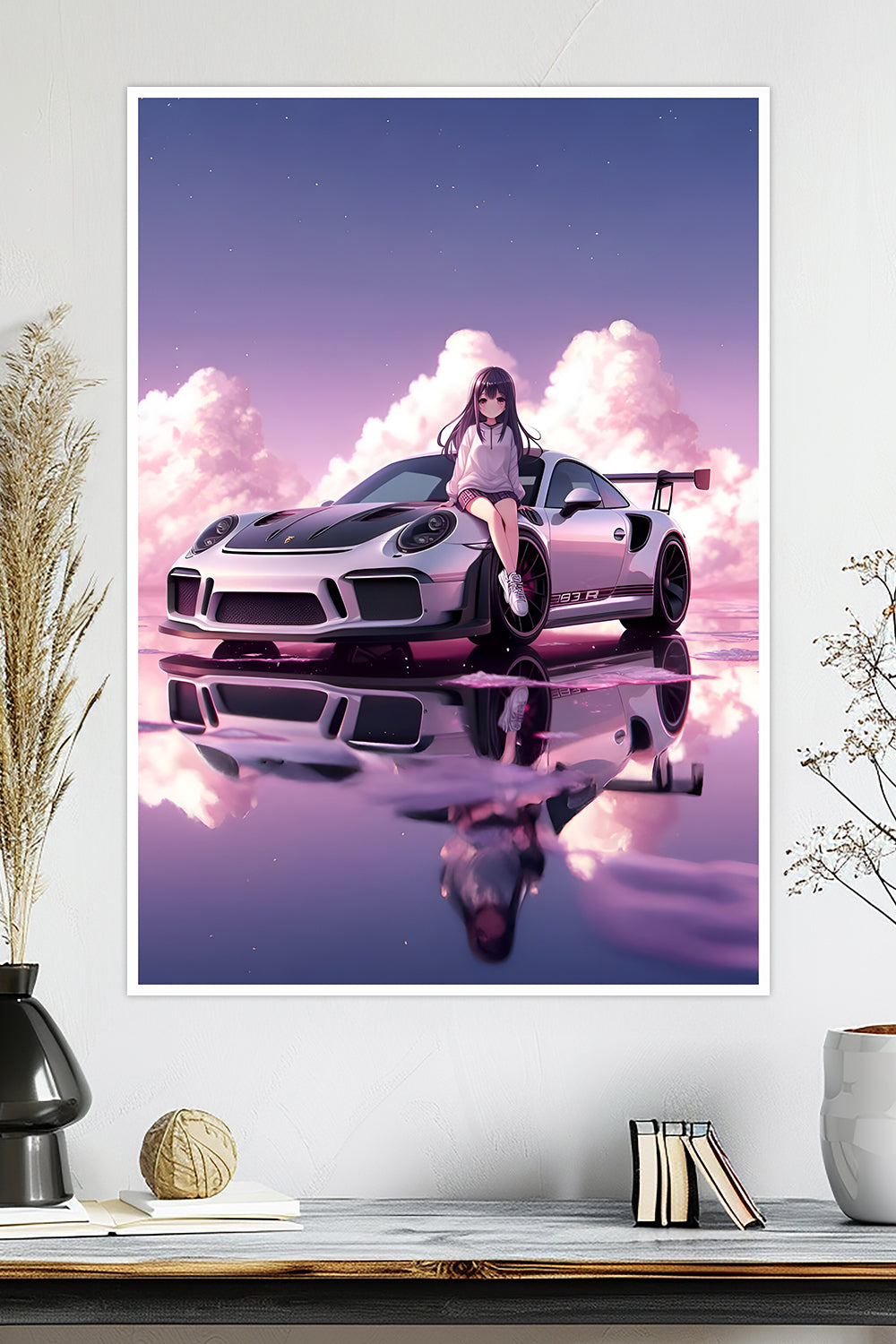 Porsche 911 GT3 RS | Anime Girl | Car Poster