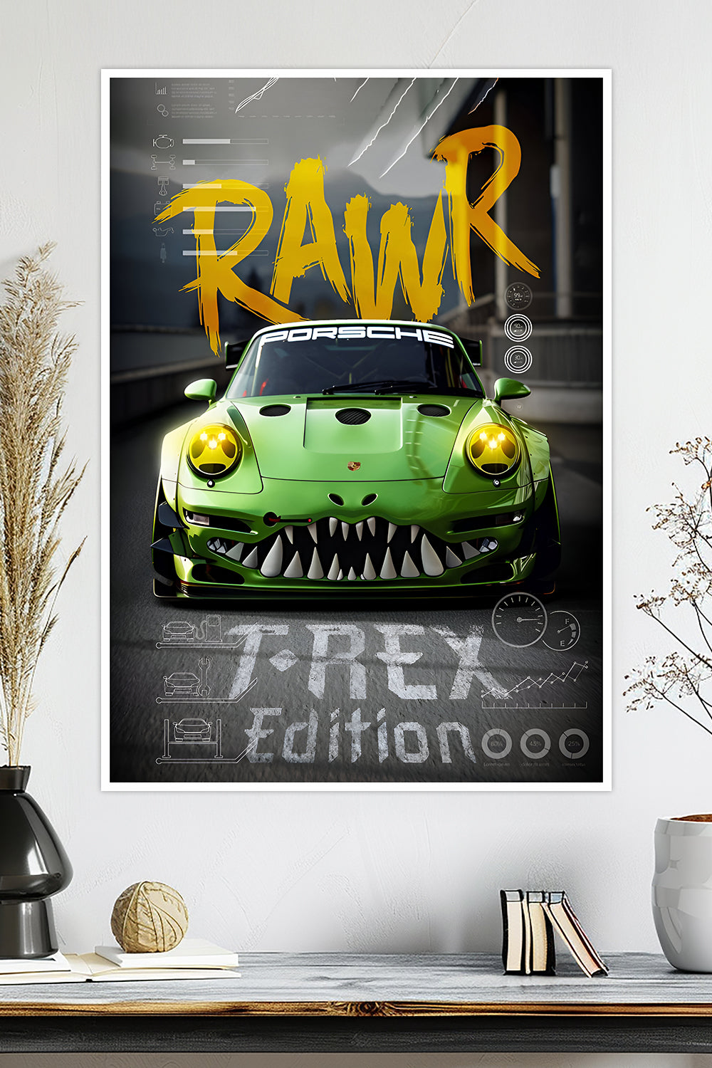 Porsche 911 | T-Rex Edition | "Rawr" | Car Poster