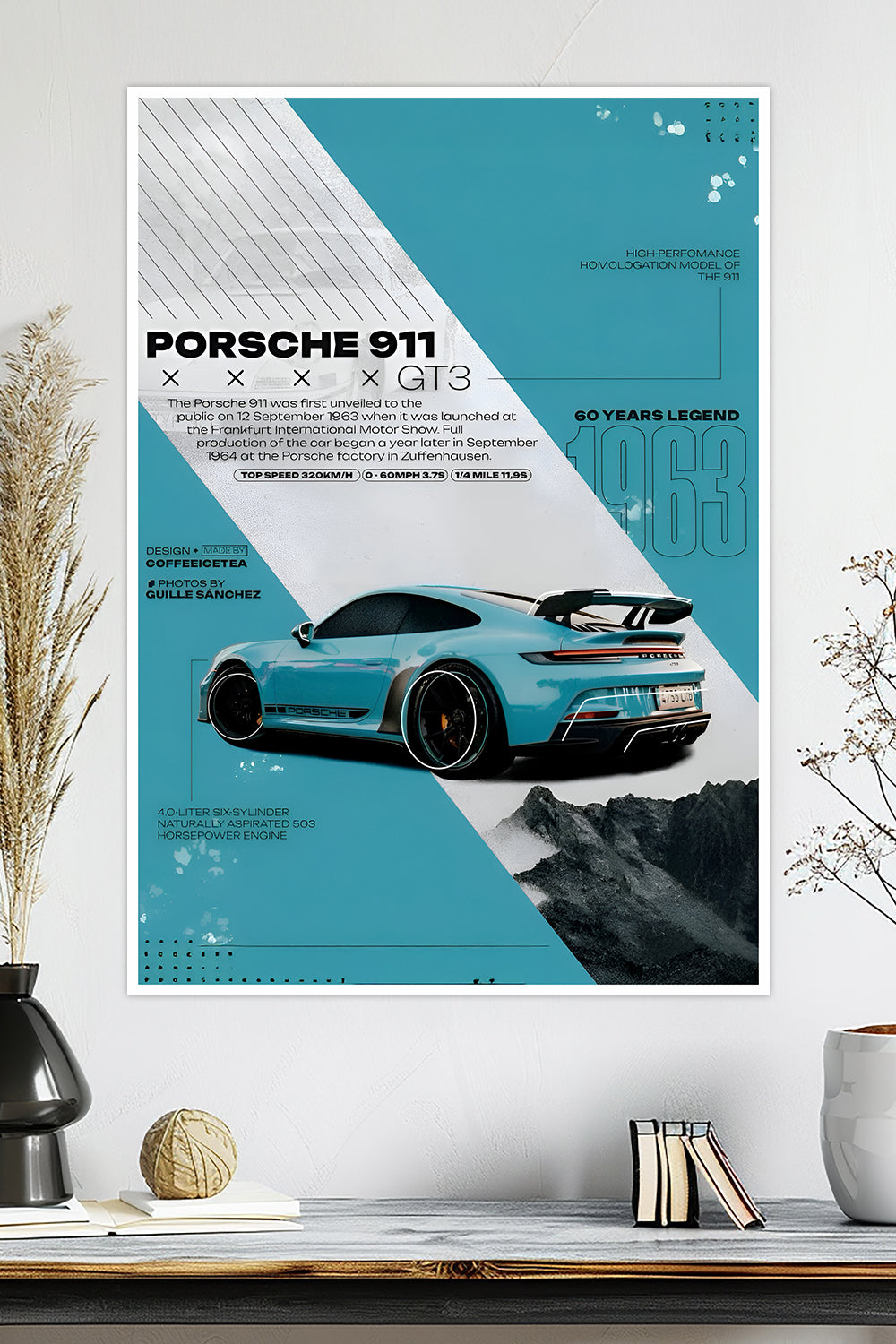 Porsche 911 GT3 | 60 Years Legend | Car Poster