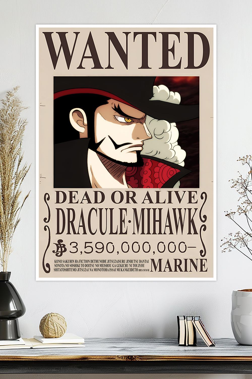 One Piece | Dracule Mihawk | Wanted Poster | Anime Poster