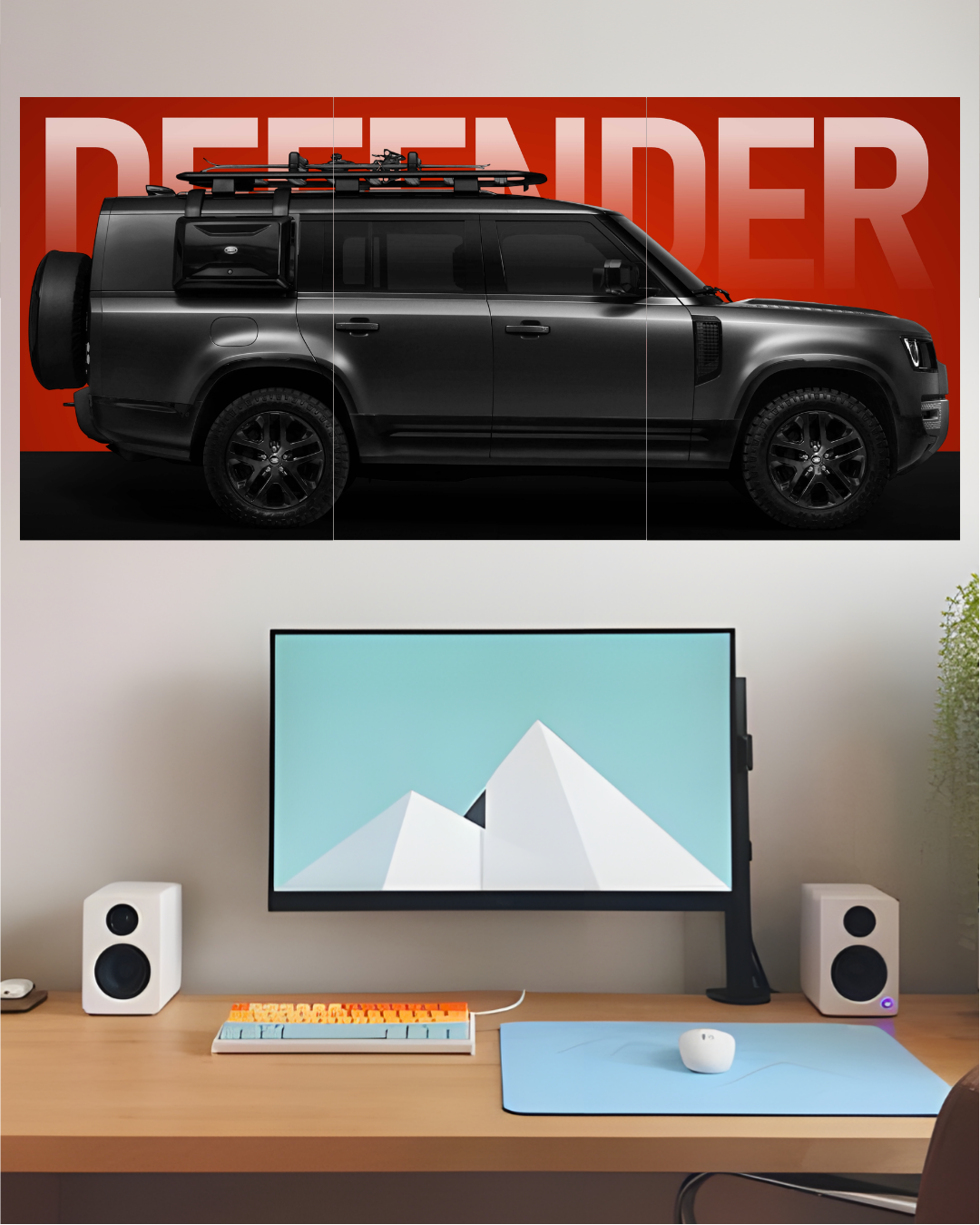 LAND ROVER DEFENDER OUTBOUND | Car Wall Art | 3 Piece Set
