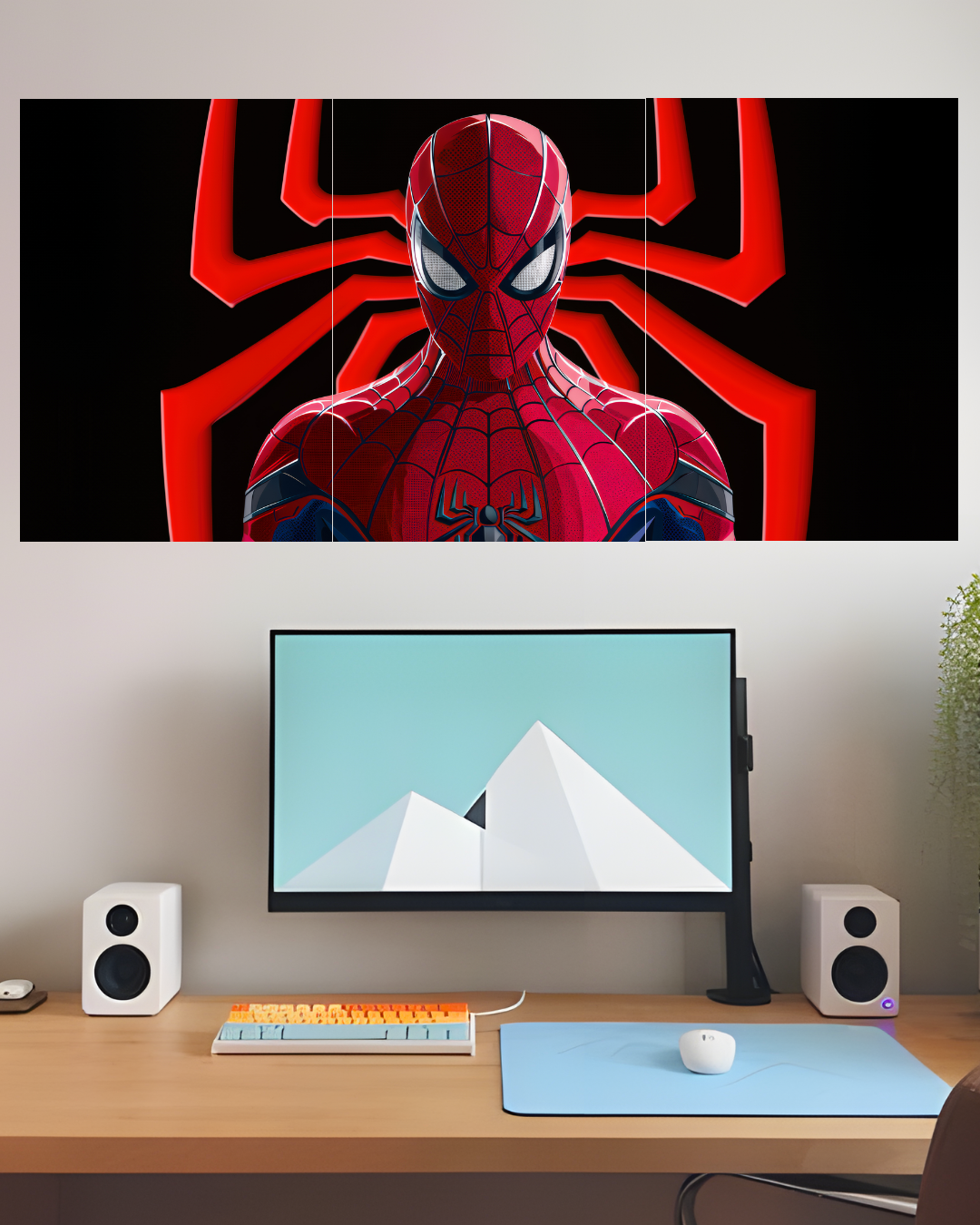 Spider-Man Red & Black – Three Panel Split Poster