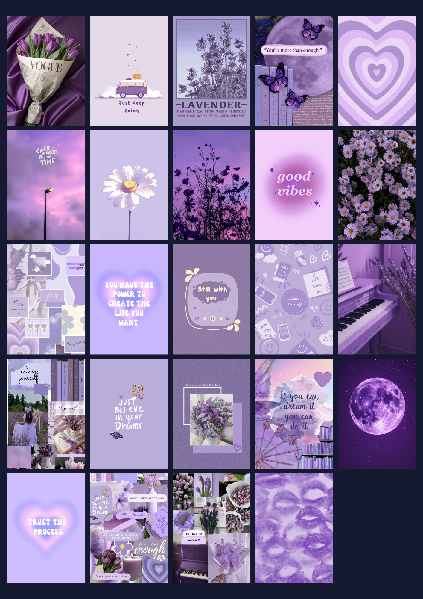 Aesthetic Collectible | Purple Vibes | Wall Set