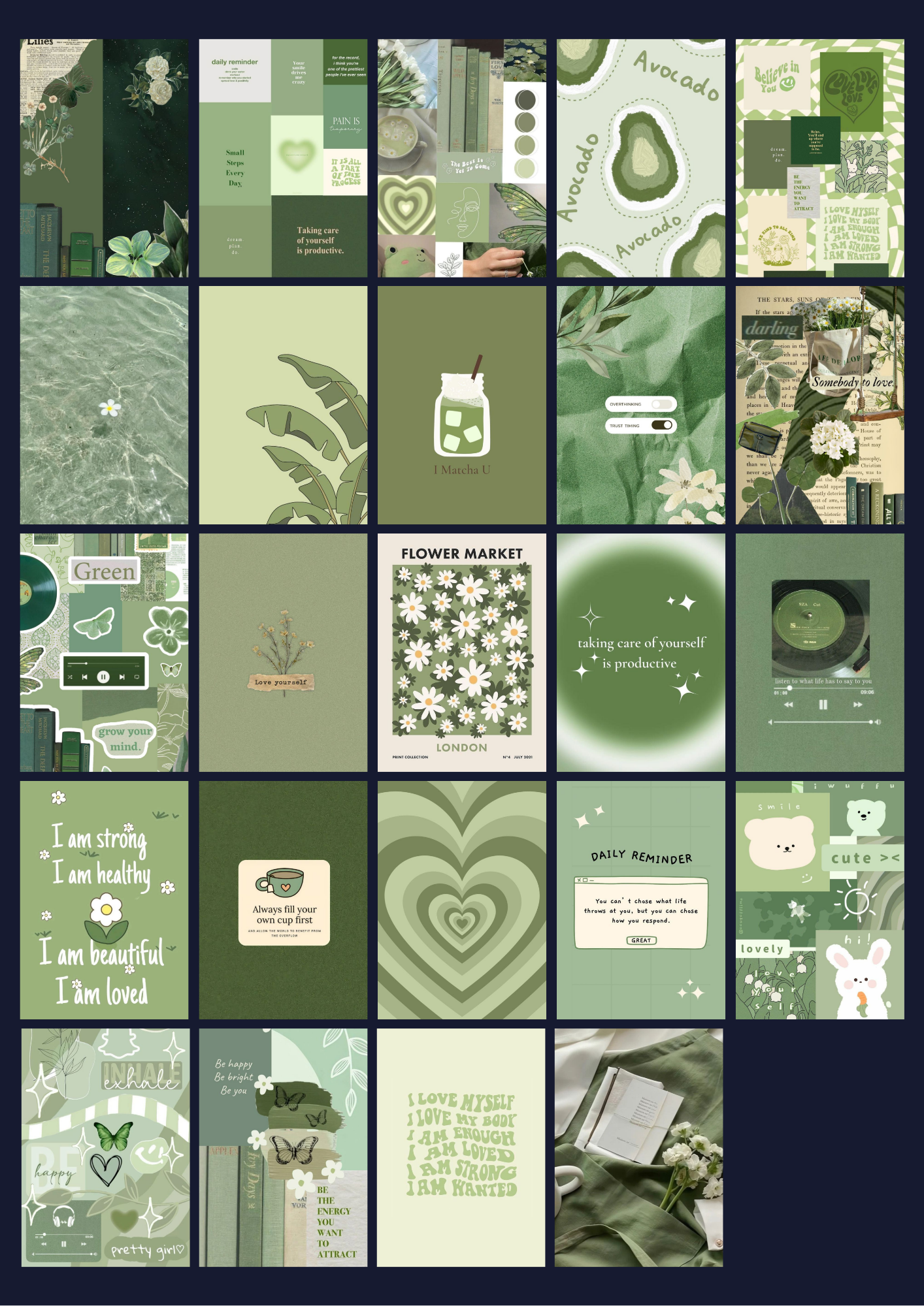 Aesthetic Collectible | Green Vibes | Wall Set