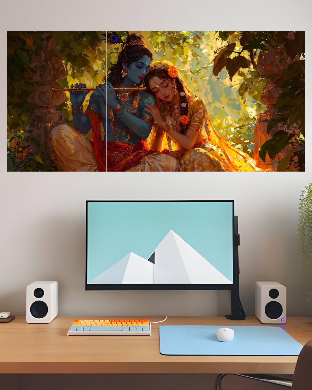 Radha & Krishna | Devotional Poster | 3 Piece Set