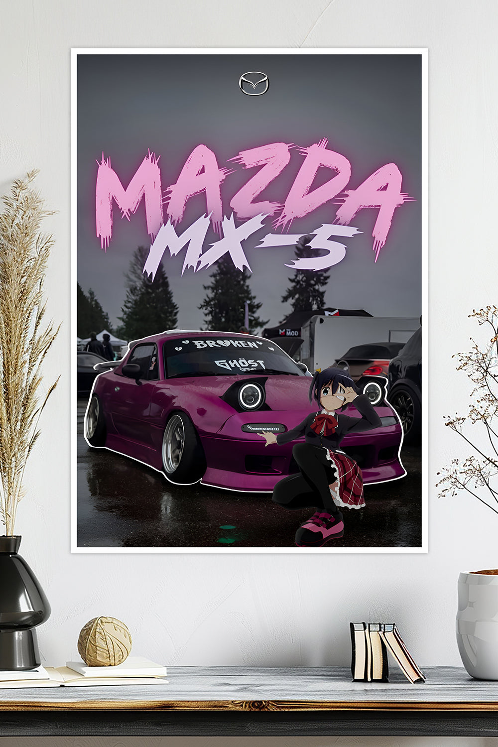 Mazda MX-5 Miata | Anime Girl | Car Poster