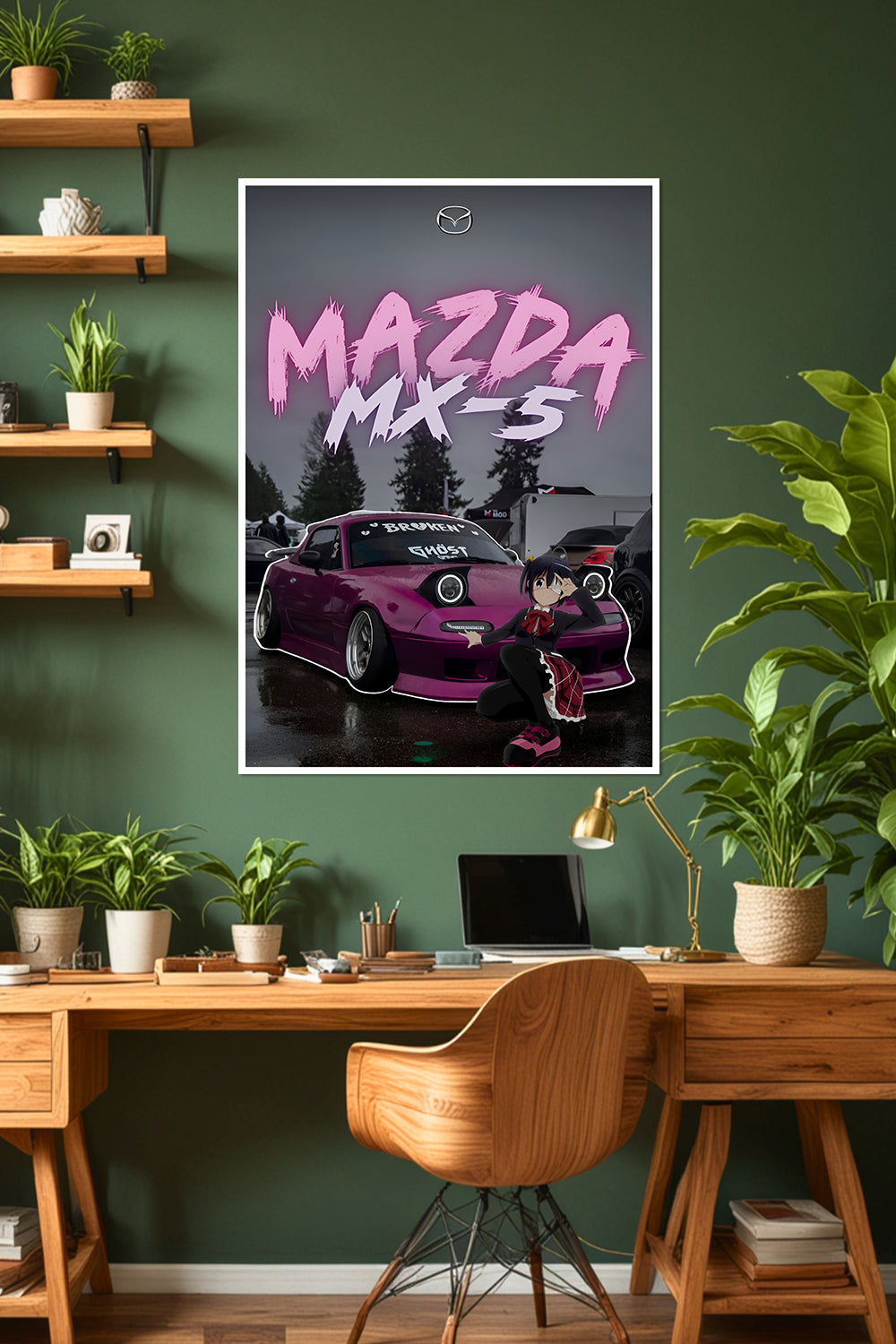 Mazda MX-5 Miata | Anime Girl | Car Poster