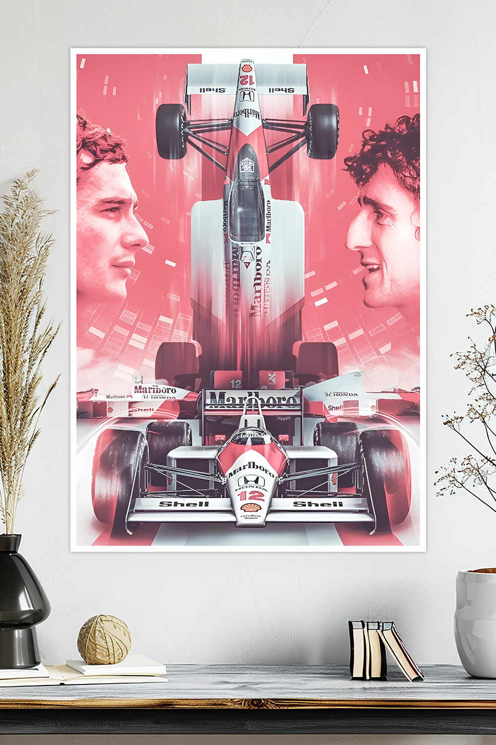 Ayrton Senna & Gerhard Berger | McLaren MP4/4 | F1 Racing Poster