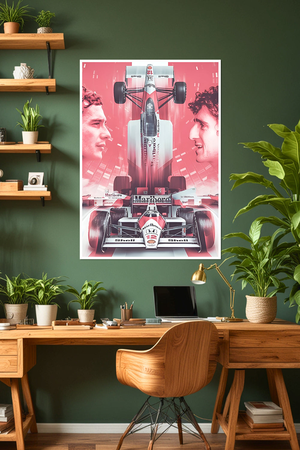 Ayrton Senna & Gerhard Berger | McLaren MP4/4 | F1 Racing Poster