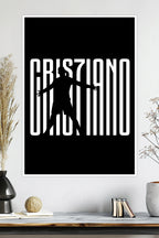 Cristiano Ronaldo Silhouette | Black & White | Football Poster