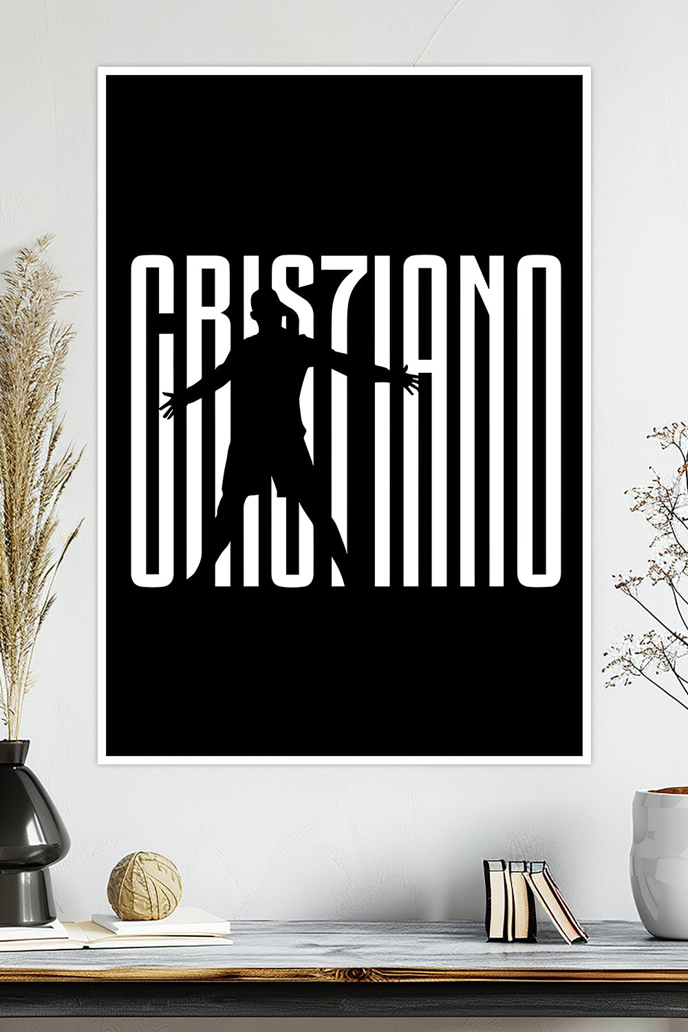 Cristiano Ronaldo Silhouette | Black & White | Football Poster