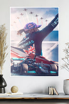 Lewis Hamilton | British Flag | F1 Racing Poster