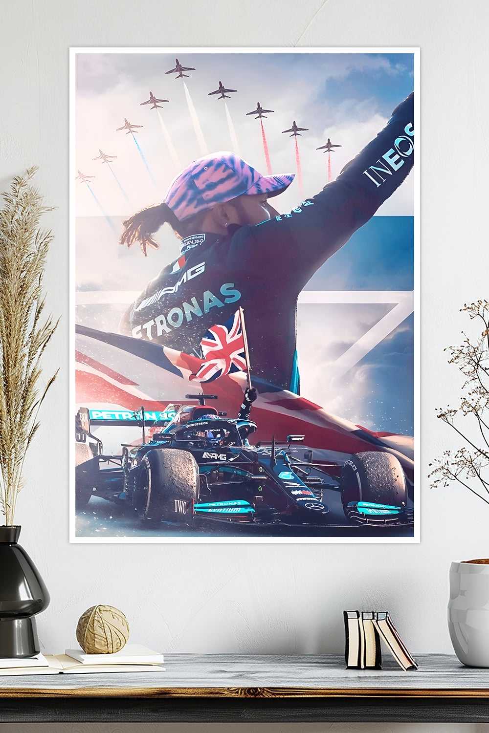 Lewis Hamilton | British Flag | F1 Racing Poster