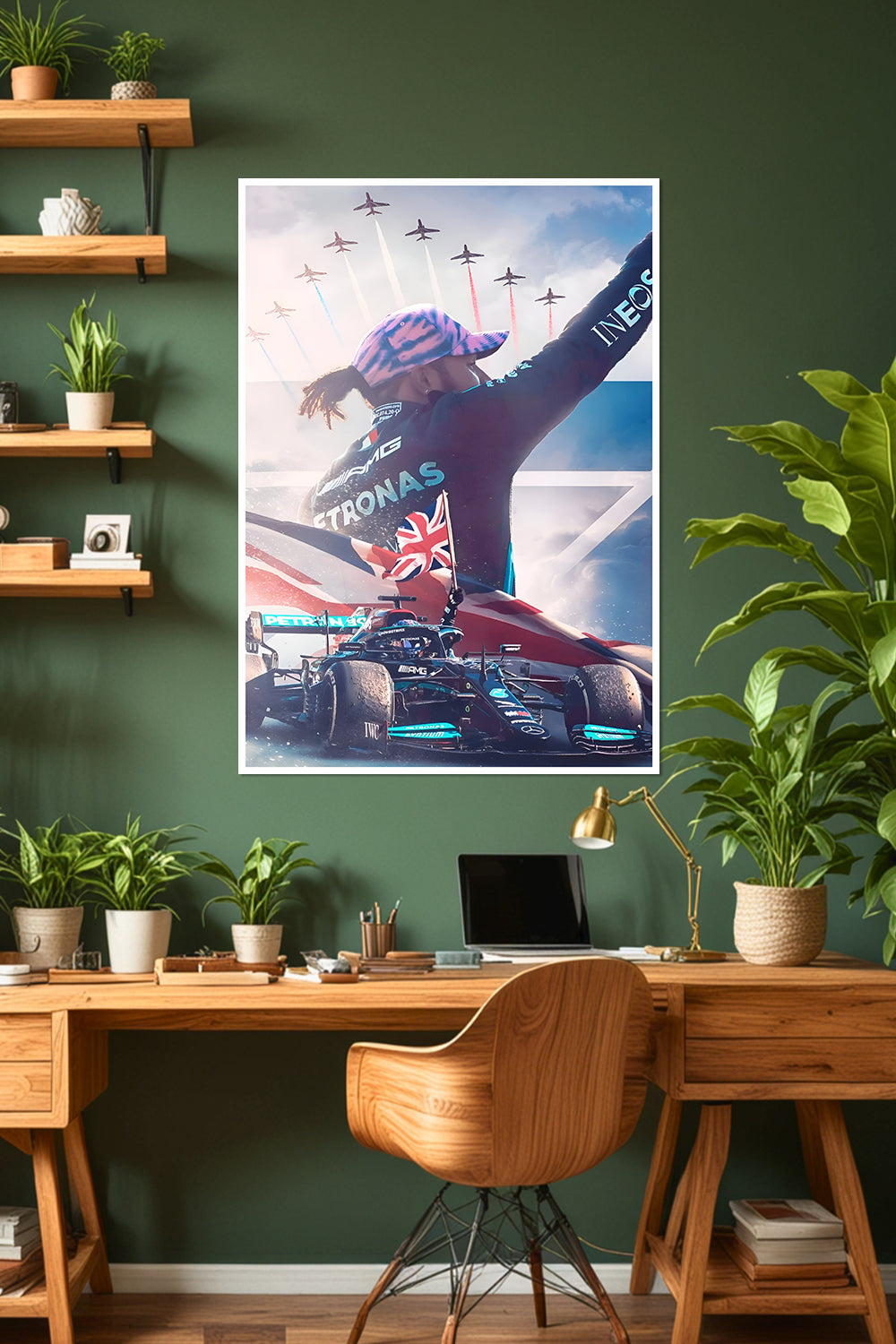 Lewis Hamilton | British Flag | F1 Racing Poster