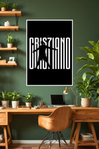 Cristiano Ronaldo Silhouette | Black & White | Football Poster
