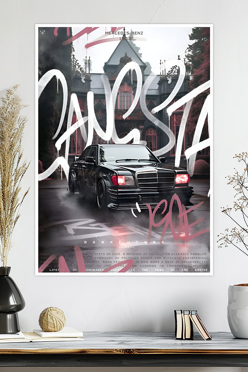 Mercedes-Benz 190E | "Gangsta" | Car Poster