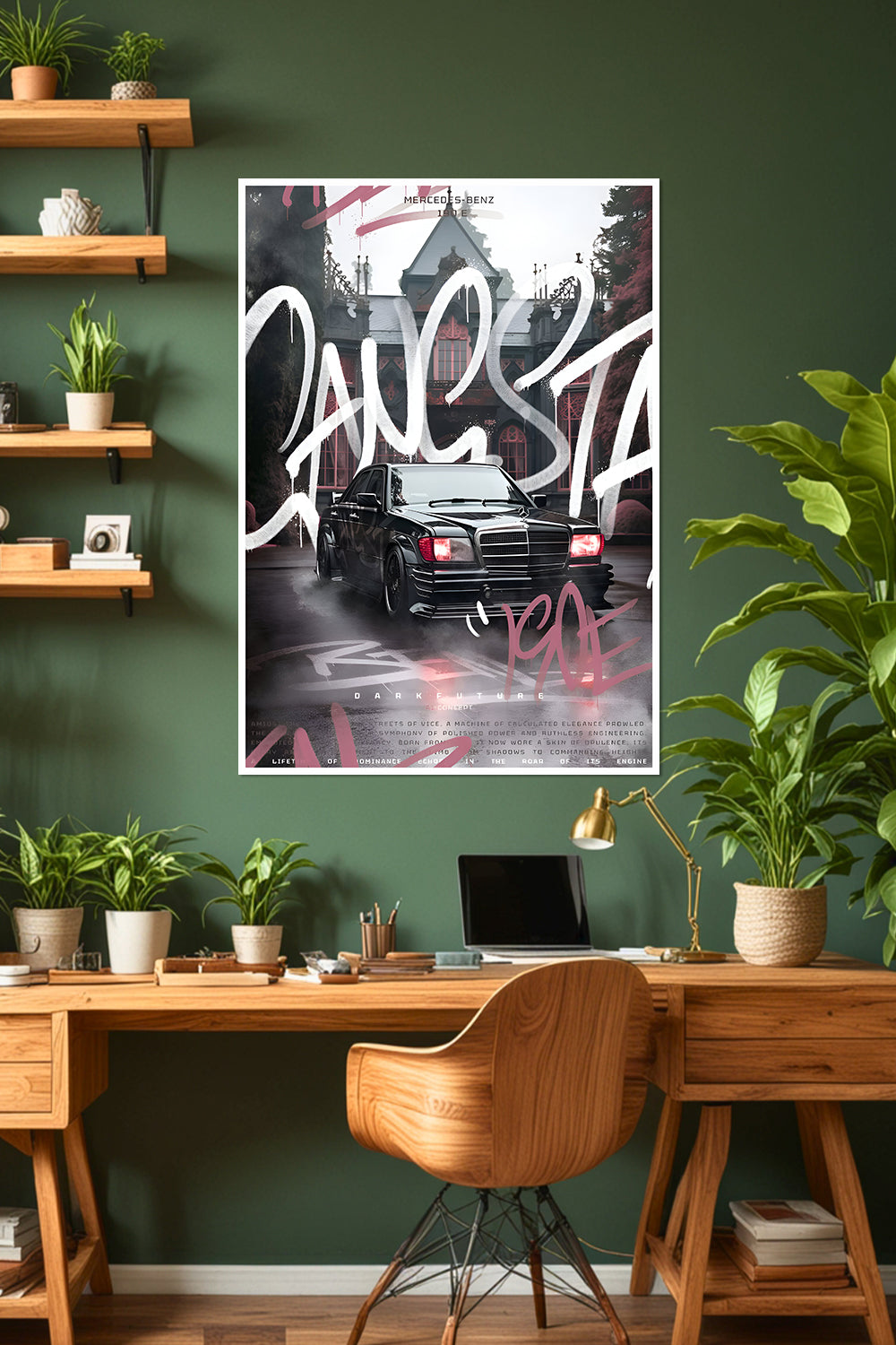 Mercedes-Benz 190E | "Gangsta" | Car Poster