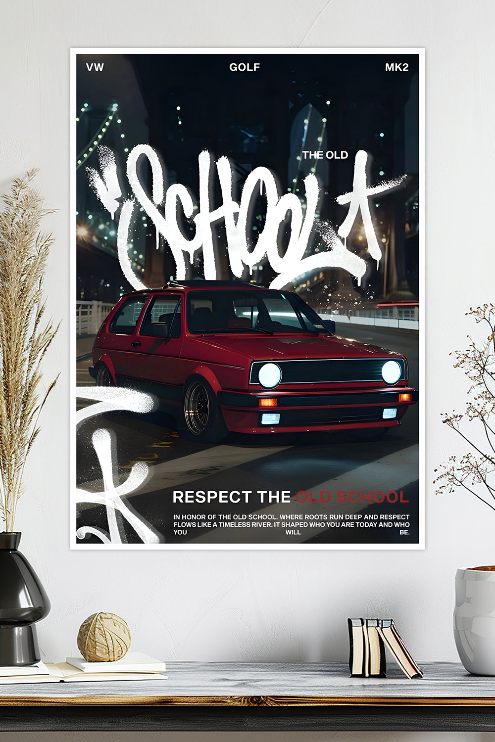 VW Golf MK2 | Old School | Car Poster