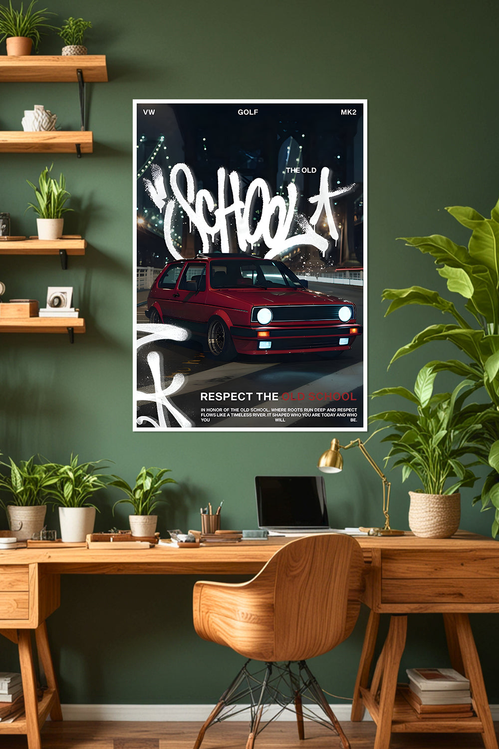 VW Golf MK2 | Old School | Car Poster