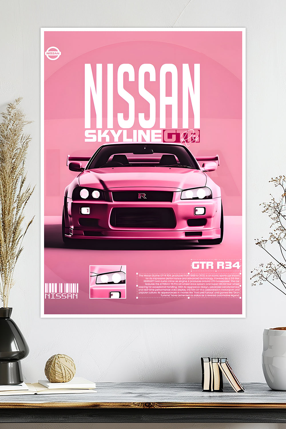Nissan Skyline GT-R R34 | Pink Edition | Car Poster – ThePosterPalette