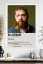 Post Malone | Rap & Hip-Hop Icon Poster | Hollywood’s Bleeding | Music Poster