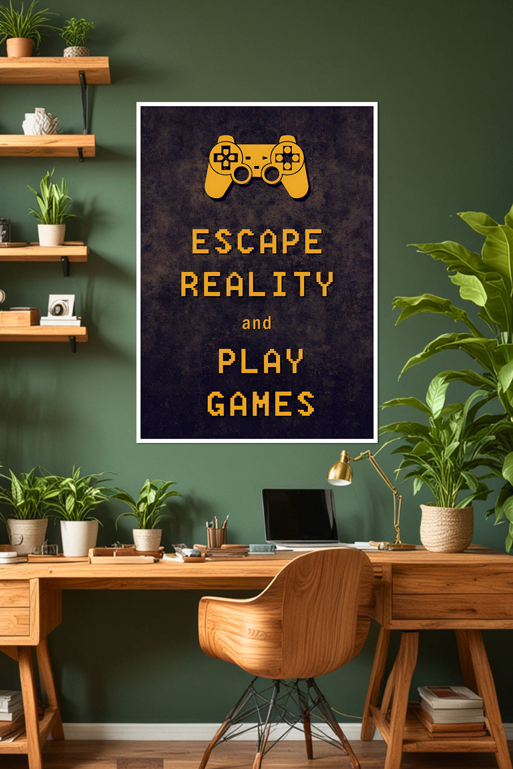 Escape Reality & Play Games | Gaming Quote | Game Poster