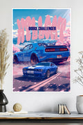 Dodge Challenger | Pink Sky | Car Poster