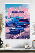 Dodge Challenger | Pink Sky | Car Poster