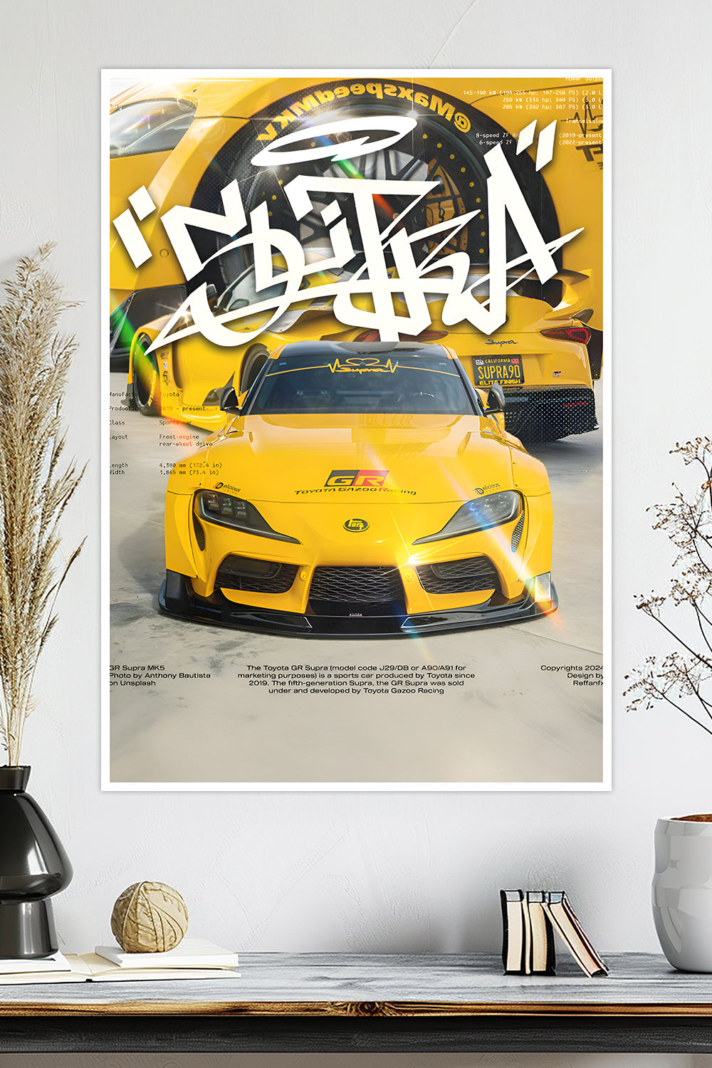 Toyota GR Supra | Yellow | Car Poster