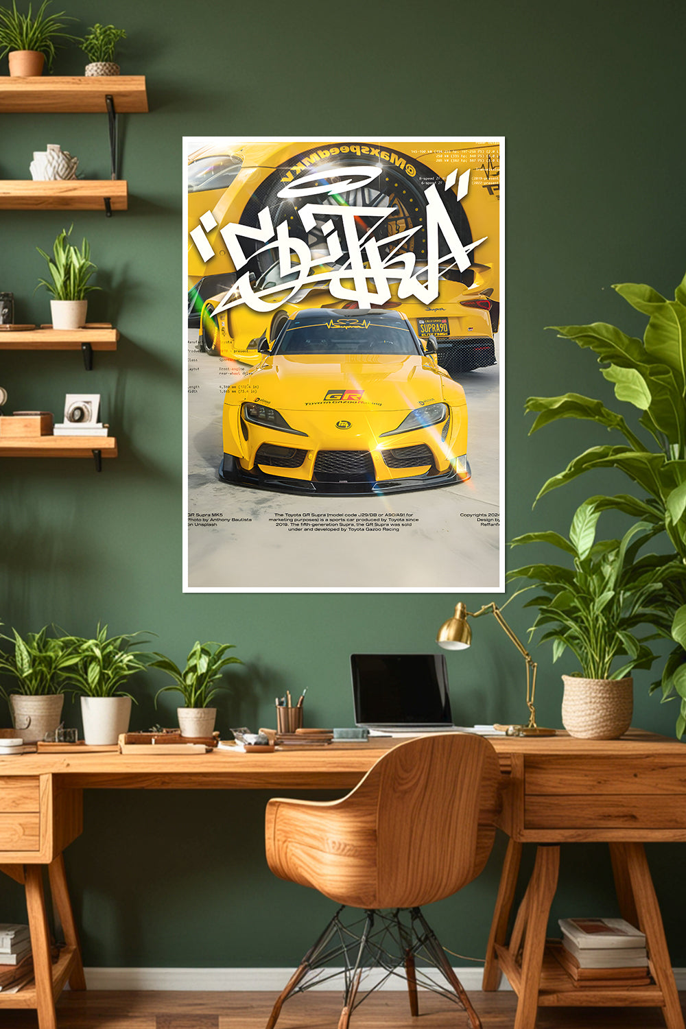 Toyota GR Supra | Yellow | Car Poster