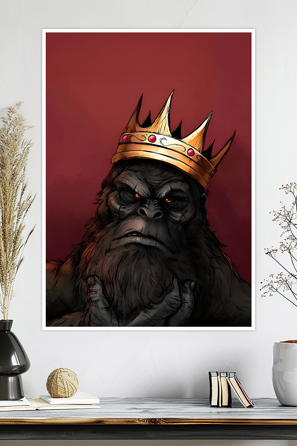 King Gorilla | Majestic Crowned Ape | Regal Jungle Ruler | Movie Poster