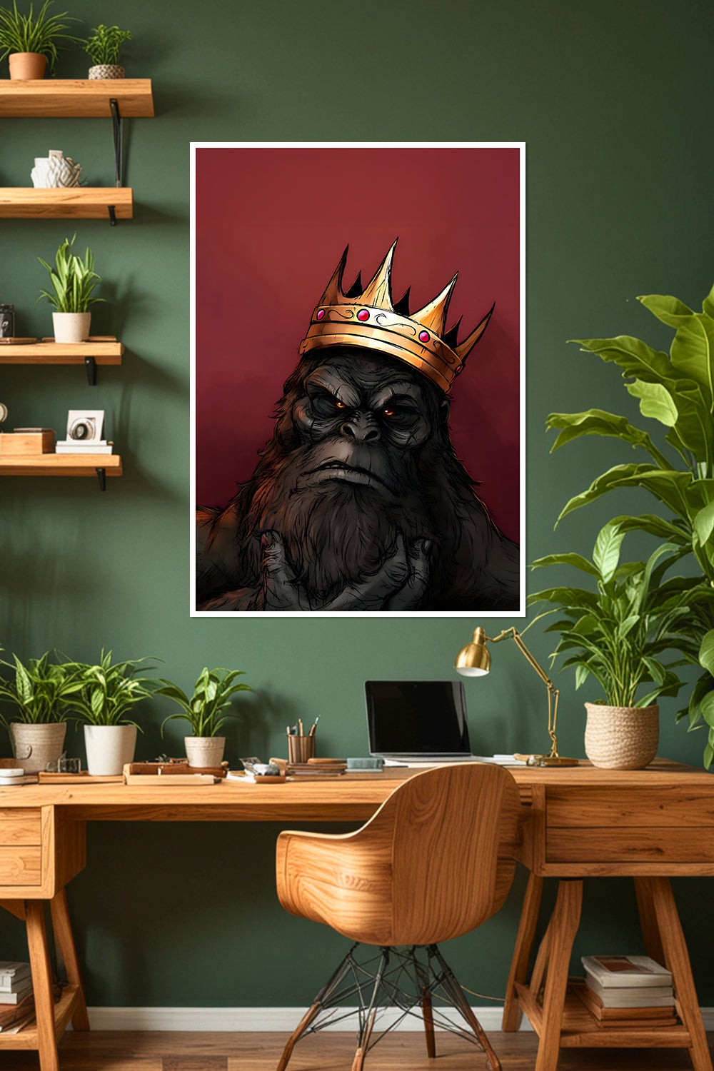 King Gorilla | Majestic Crowned Ape | Regal Jungle Ruler | Movie Poster