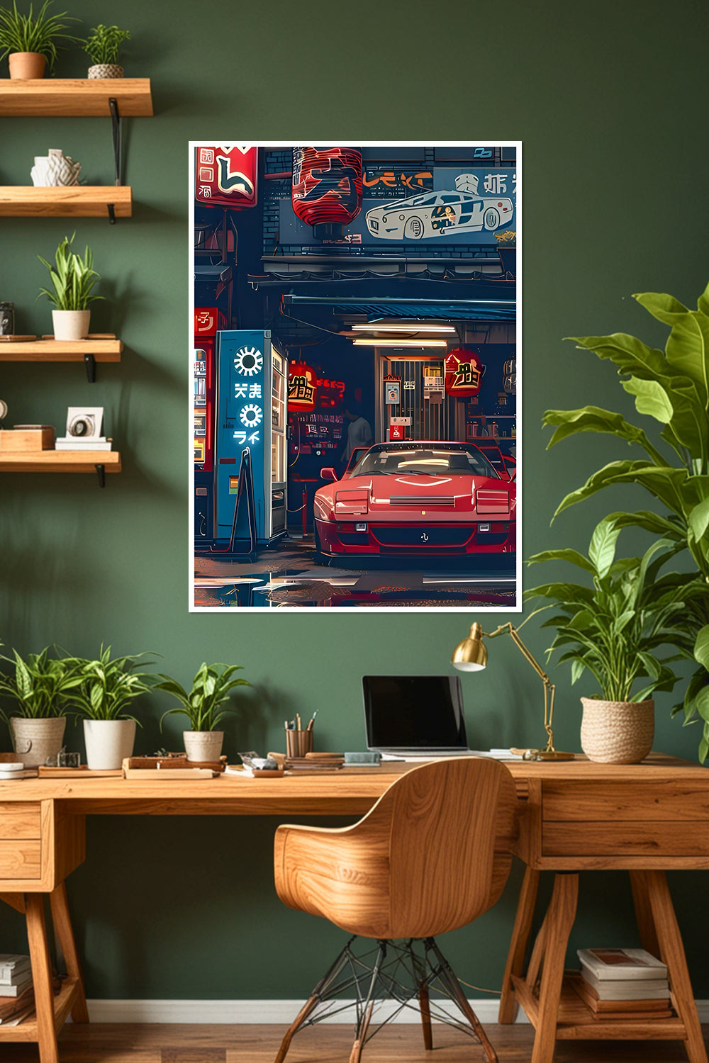 Japanese Supercar Garage | Retro Neon | Car Poster