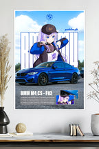 BMW M4 CS - F82 | Anime Girl| Car Poster