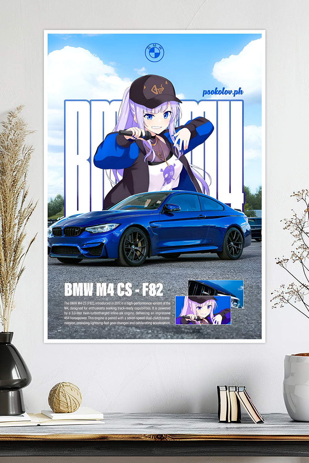 BMW M4 CS - F82 | Anime Girl| Car Poster