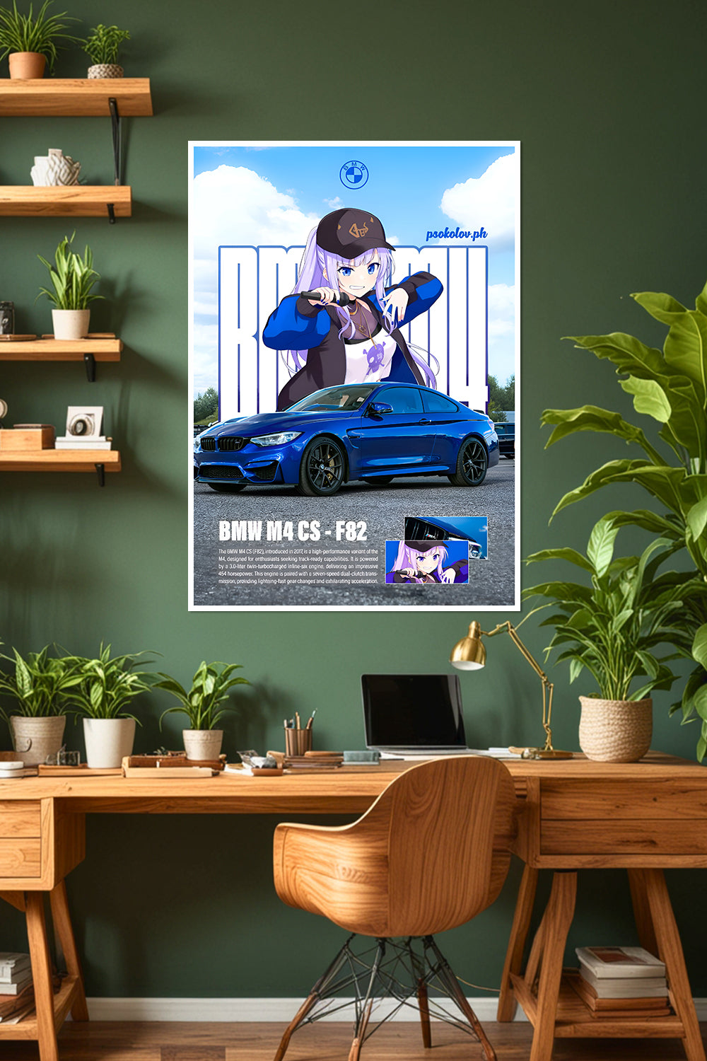 BMW M4 CS - F82 | Anime Girl| Car Poster