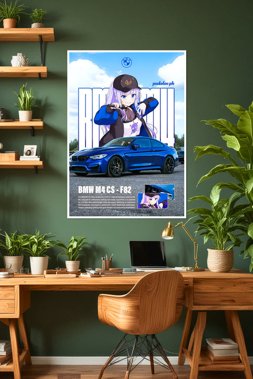 BMW M4 CS - F82 | Anime Girl| Car Poster