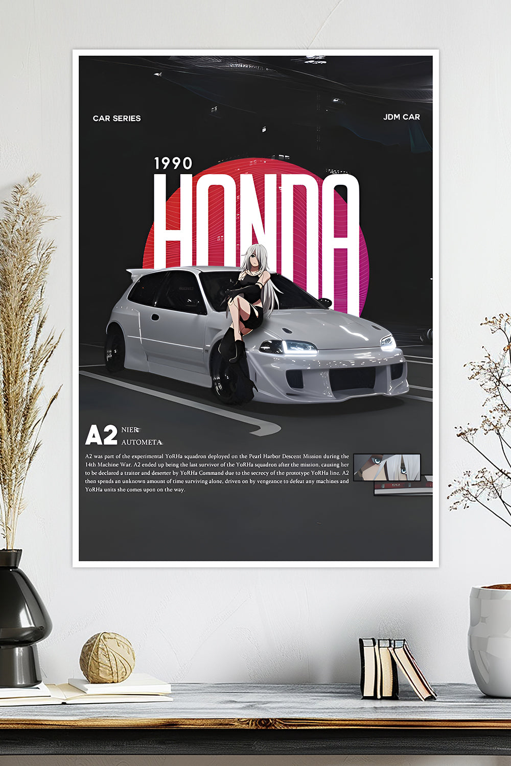 Honda Civic EG6 | A2 (NieR: Automata) | Anime Car Poster