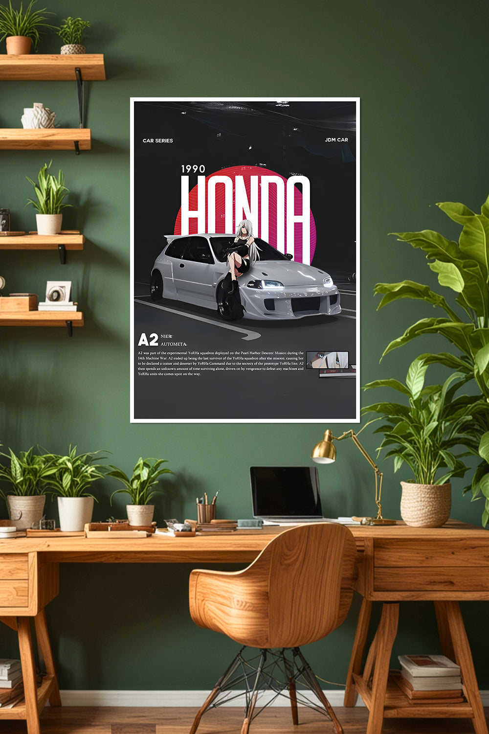 Honda Civic EG6 | A2 (NieR: Automata) | Anime Car Poster