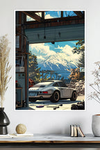 Porsche 911 in Garage | Mountain View | Car Poster