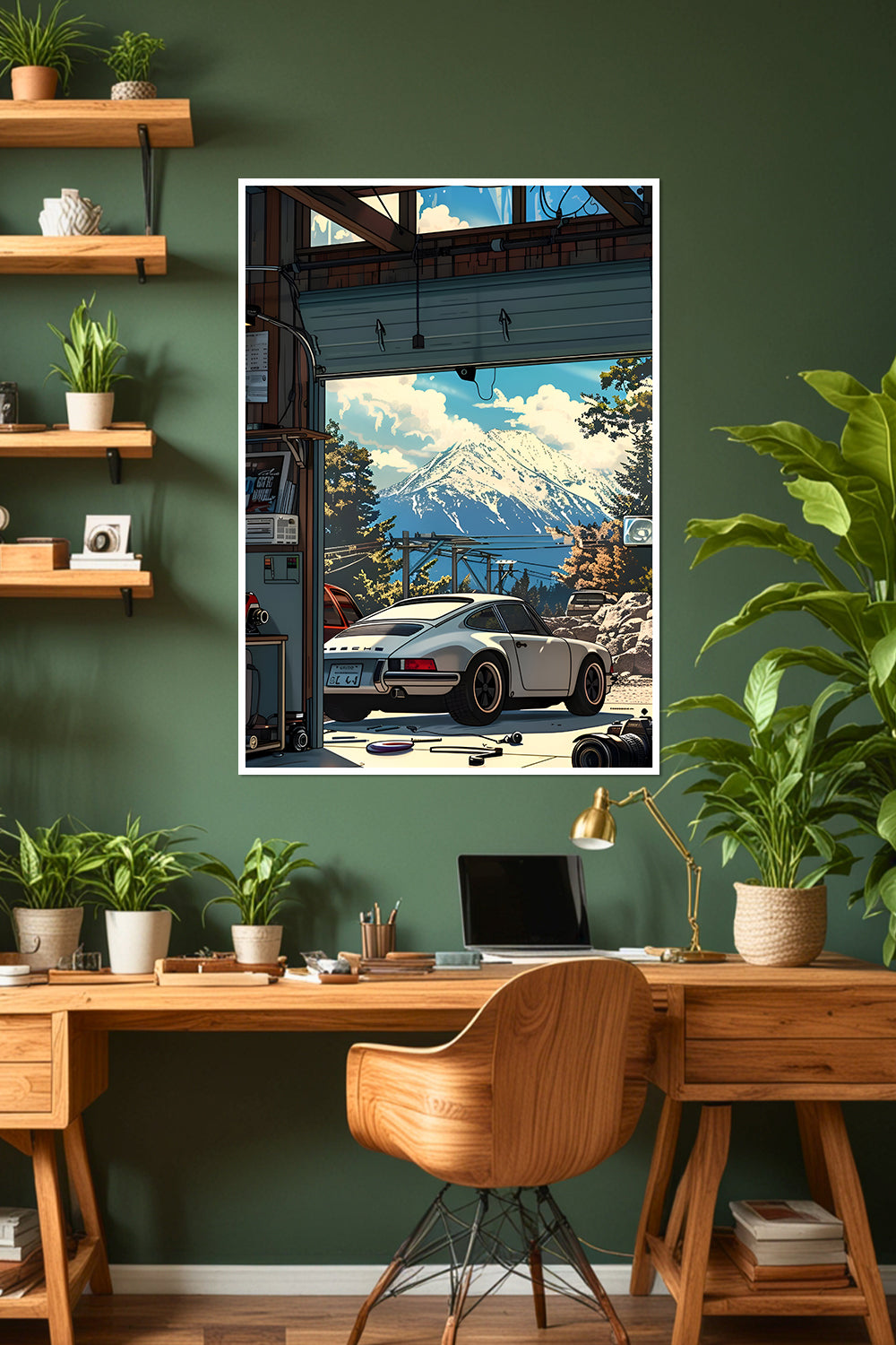 Porsche 911 in Garage | Mountain View | Car Poster
