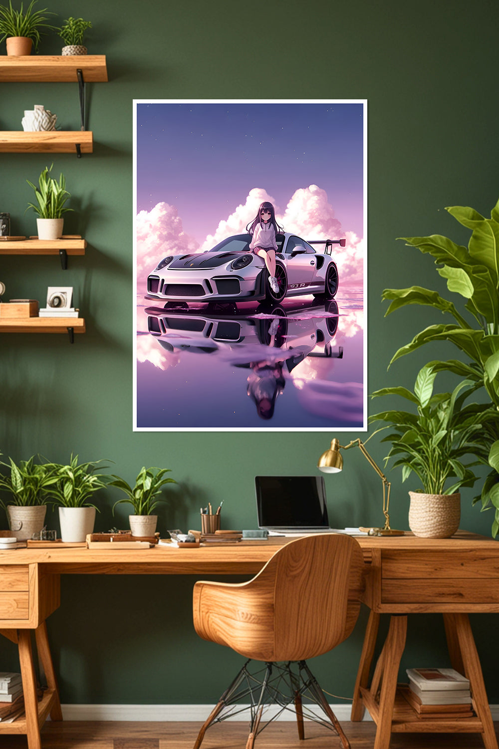 Porsche 911 GT3 RS | Anime Girl | Car Poster