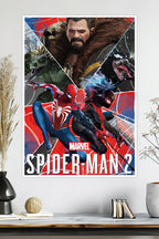 Peter Parker & Miles Morales | Venom & Kraven | Marvel's Spider-Man 2 | Game Poster