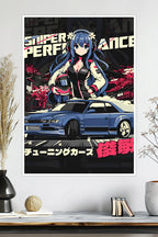 Nissan Silvia S13 | Anime Girl | Tuning Cars | Car Poster