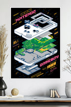 Nintendo GameBoy | Retro Gaming Console Blueprint | Game Poster
