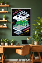 Nintendo GameBoy | Retro Gaming Console Blueprint | Game Poster