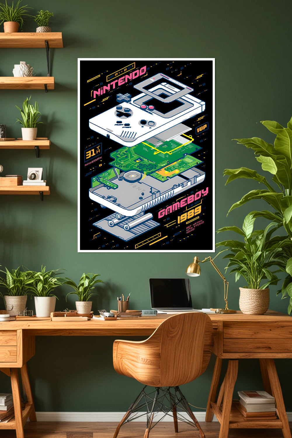 Nintendo GameBoy | Retro Gaming Console Blueprint | Game Poster