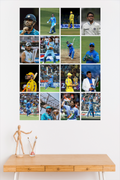 MS Dhoni Collage Kit (Set of 16 Posters) | Legendary Cricket Wall Art for Fans